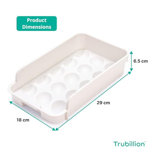 TRUBILLION EggDeck Stackable Egg Tray Set of 3,45 Egg Storage,15 Slots Per Tray,Space-Saving Organizer for Fridge,White Matte Finish,Tabletop & Cabinet,BPA-Free,Durable,Detachable,Freezer Safe (White) - Image 3