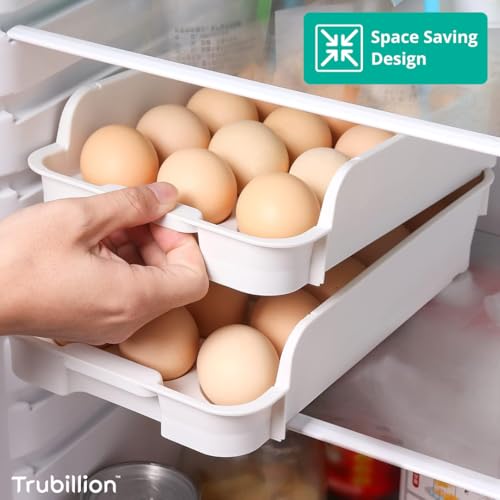 TRUBILLION EggDeck Stackable Egg Tray Set of 3,45 Egg Storage,15 Slots Per Tray,Space-Saving Organizer for Fridge,White Matte Finish,Tabletop & Cabinet,BPA-Free,Durable,Detachable,Freezer Safe (White) - Image 5