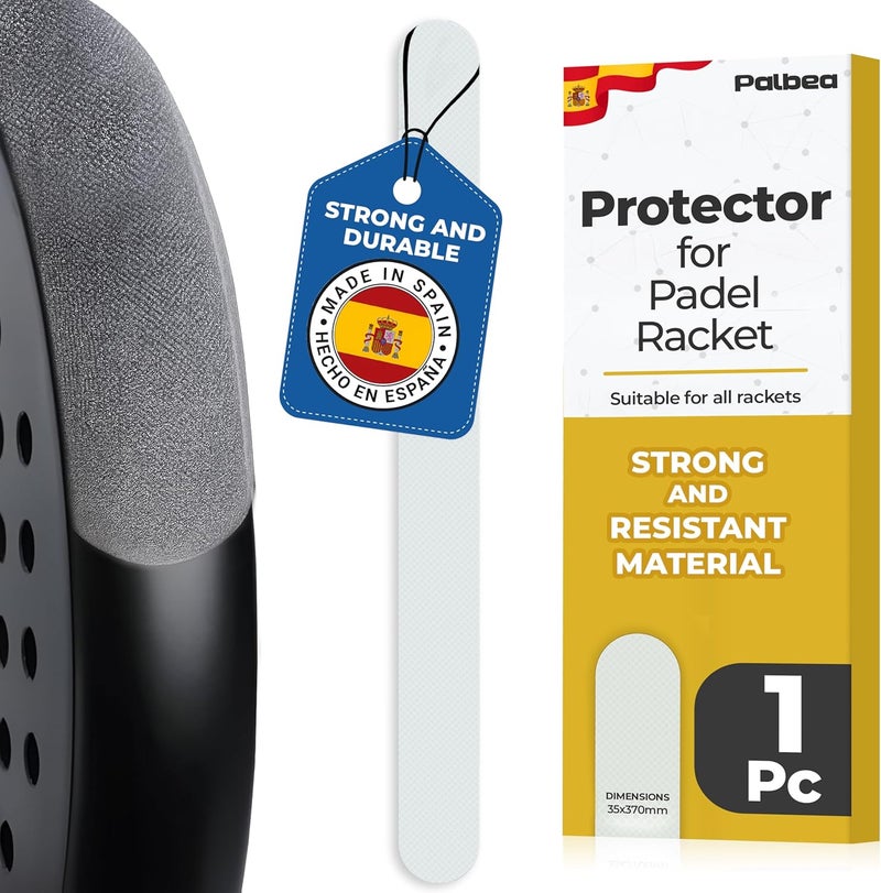 Palbea Transparent Padel Racket Protector - Pack of 1/2/3/5 - Rough & Lightweight Padel Racquet Head Protection. Durable & Easy to Replace - Dimensions 35x370mm - Image 1