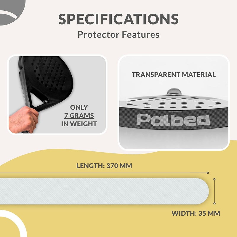 Palbea Transparent Padel Racket Protector - Pack of 1/2/3/5 - Rough & Lightweight Padel Racquet Head Protection. Durable & Easy to Replace - Dimensions 35x370mm - Image 5