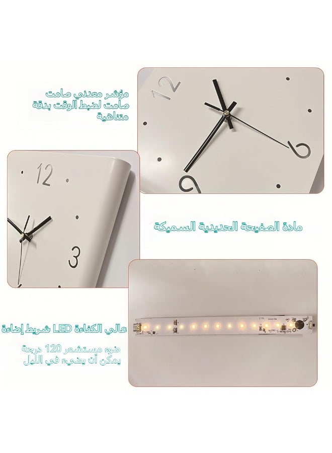 اكسيسن ساعة حائط زاوية مزدوجة الجوانب، ساعة حائط زاوية مضيئة مستشعرة مع مقياس رقمي، تعمل بالبطارية الصامتة لغرفة نوم غرفة المعيشة ديكور المنزل  - Image 5