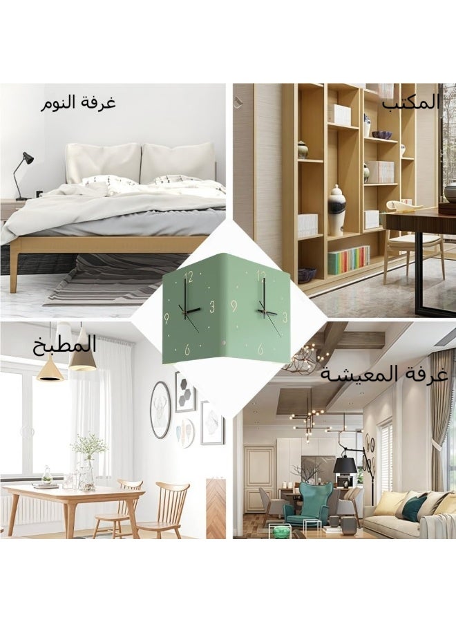 اكسيسن ساعة حائط زاوية مزدوجة الجوانب، ساعة حائط زاوية مضيئة مستشعرة مع مقياس رقمي، تعمل بالبطارية الصامتة لغرفة نوم غرفة المعيشة ديكور المنزل  - Image 3