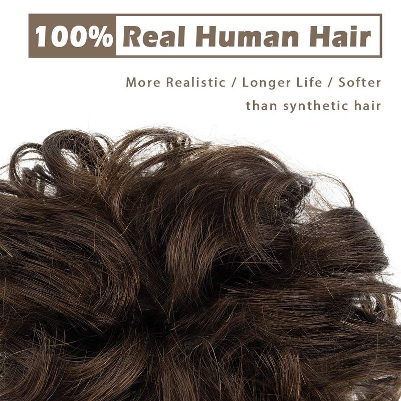 BARSDAR 100% Human Hair Extension - Real Human Hair Brown Bun Extensions for Women - Messy Bun Hairpieces, Chignons, Updo Daily - Image 2
