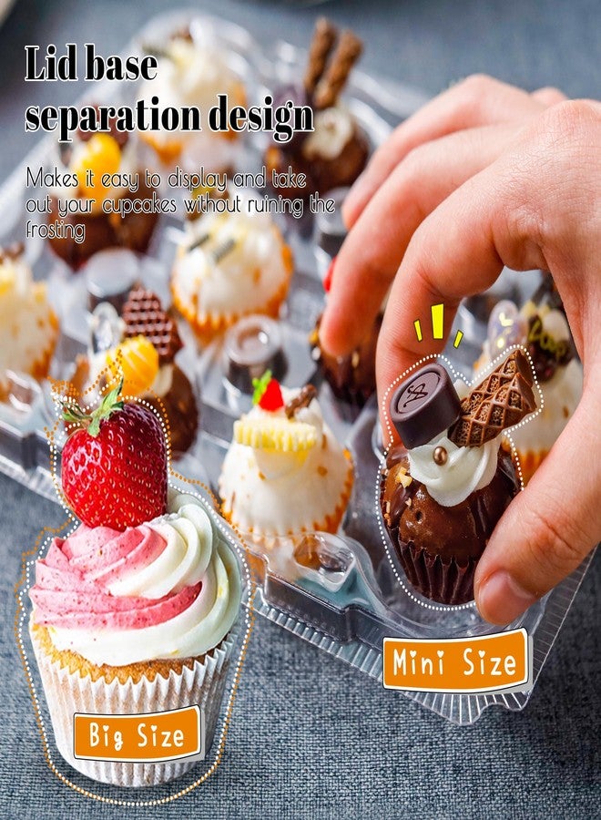 NPLUX 12 Count Mini Cupcake Containers 20 Pack Cupcake Holder with Detachable Tall Dome Lids Mini Plastic Stackable Cupcake Boxes for 240 Cupcakes, BPA Free - Image 4