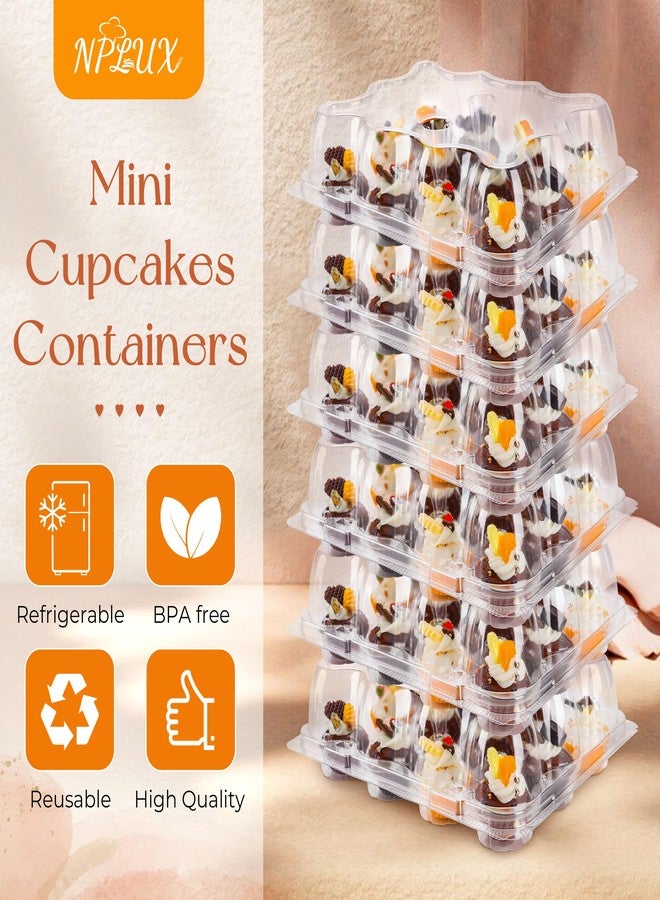 NPLUX 12 Count Mini Cupcake Containers 20 Pack Cupcake Holder with Detachable Tall Dome Lids Mini Plastic Stackable Cupcake Boxes for 240 Cupcakes, BPA Free - Image 3