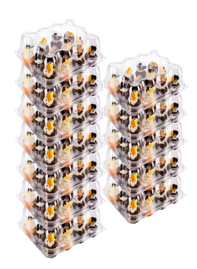 NPLUX 12 Count Mini Cupcake Containers 20 Pack Cupcake Holder with Detachable Tall Dome Lids Mini Plastic Stackable Cupcake Boxes for 240 Cupcakes, BPA Free - Image 1