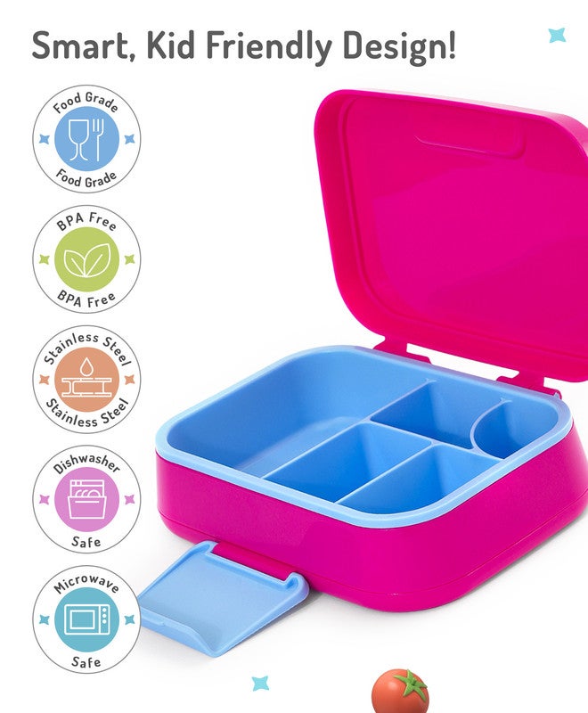 Bonfino Lunch Box with Spoon and Fork, Leak-Resistant Seal, Food-Grade PP and Silicone, Durable, 3 Years+, 1145 mL, 21.5 x 14.5 x 7.6 cm - Pink - Image 5