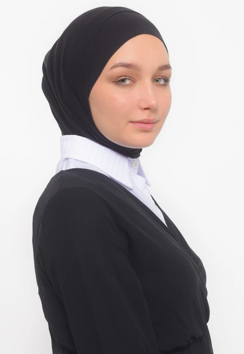 Altobeh Women's Pleated Shirt Collar Ready-made Hijab Inner Neck Collar - White