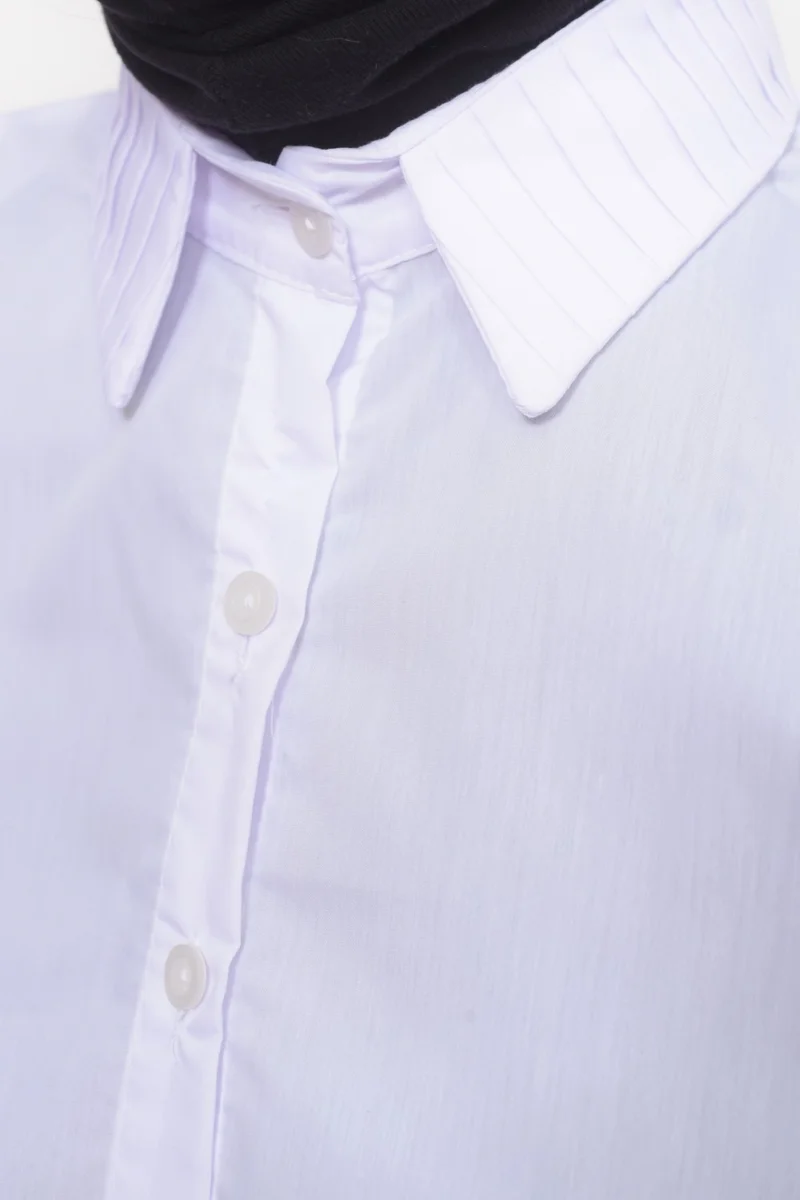 Altobeh Women's Pleated Shirt Collar Ready-made Hijab Inner Neck Collar - White