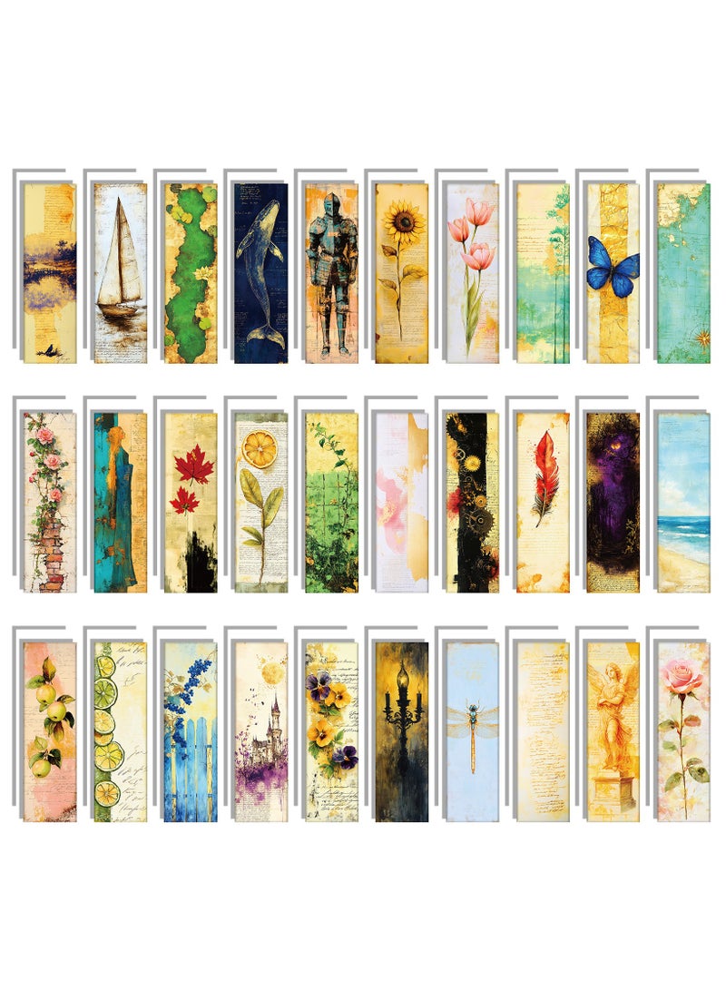30 Pcs Vintage Bookmarks Aesthetic Cute Pretty Paper Bookmarks for Book Lovers Butterfly Flower Plant Bookmark for Women Elegant Pattern Book Markers for Reading Fantasy Natural Style Book Accessories - Image 1
