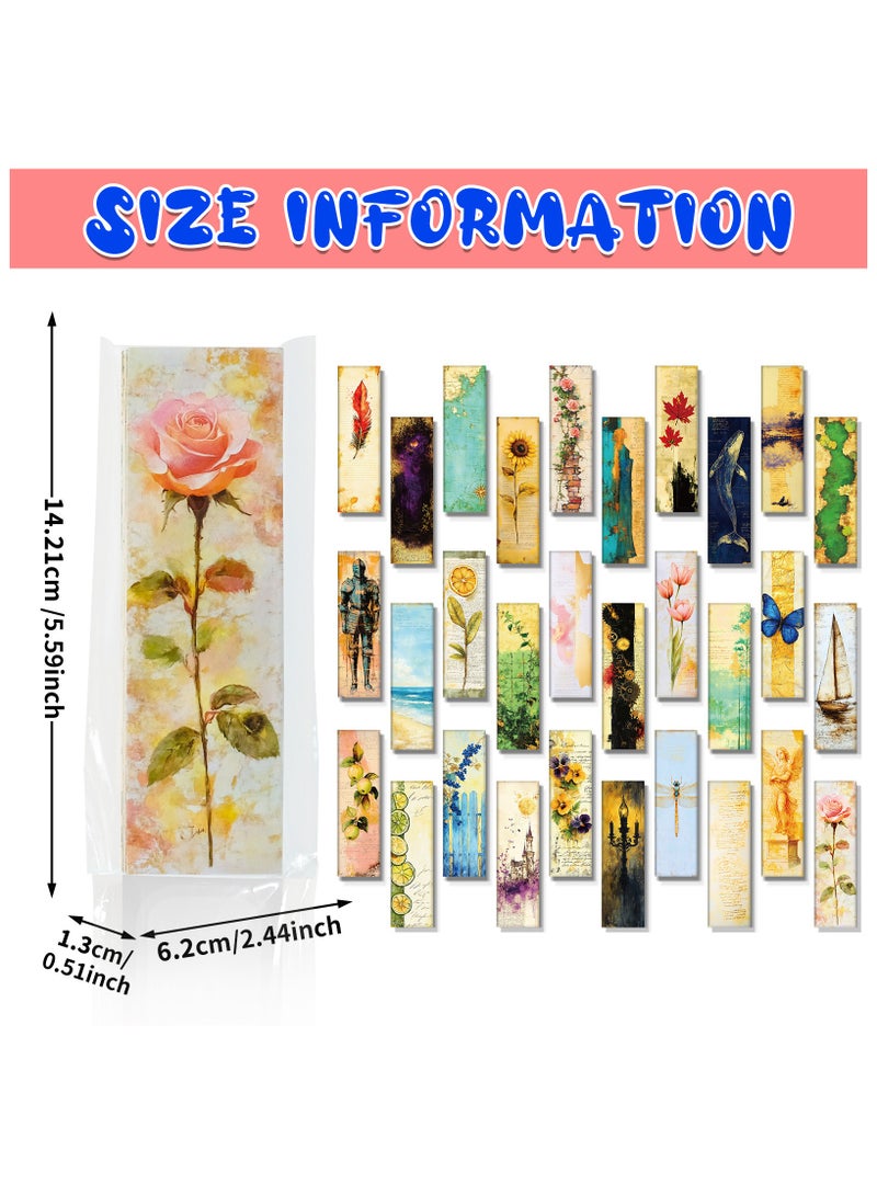 30 Pcs Vintage Bookmarks Aesthetic Cute Pretty Paper Bookmarks for Book Lovers Butterfly Flower Plant Bookmark for Women Elegant Pattern Book Markers for Reading Fantasy Natural Style Book Accessories - Image 3