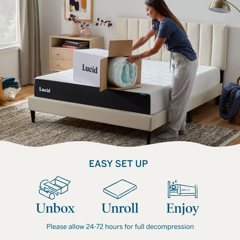 Lucid 3 Inch Memory Foam Mattress Topper, King Size â€“ Cooling Gel Bed Topper â€“ Preassure-Relieving Deep Plush Feel â€“ Ventilated Breathable Design â€“ CertiPur Certified - Dorm Room Essentials - Image 5