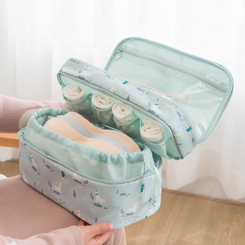 Underwear bag storage bag clothes bag travel portable storage bag underwear bra bag multifunctional clothing organizing bag(Unicorn-Private Drawstring) - Image 5