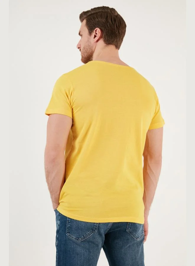 Buratti  Buratti Print Crew Neck 100% Cotton Slim Fit T-Shirt Men's T-SHIRT 541YELKEN24 for Men | Best Price UAE