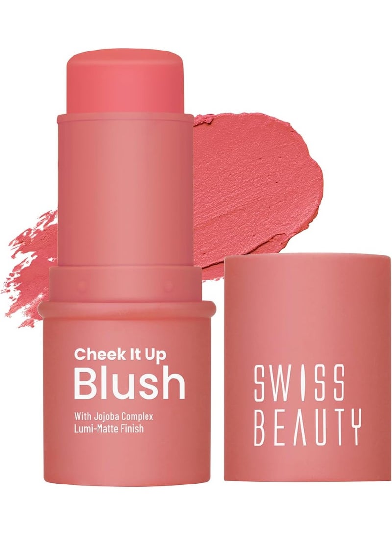 Swiss Beauty Cheek It Up Blush for Cheeks|Lumi-Matte Finish | Lightweight | Easily Blendable | With Jojoba Oil | Shade- Chic Me Up, 8g - Image 1