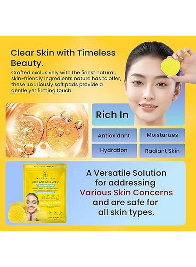 LOMESH Kogic Acid and Turmeric Cleansing Peds, Turmeric Kojic Aeid Lemon Chamomile Peds, Kojic Acid Turmeric Cleansing Pads for Face -60PCS - Image 4