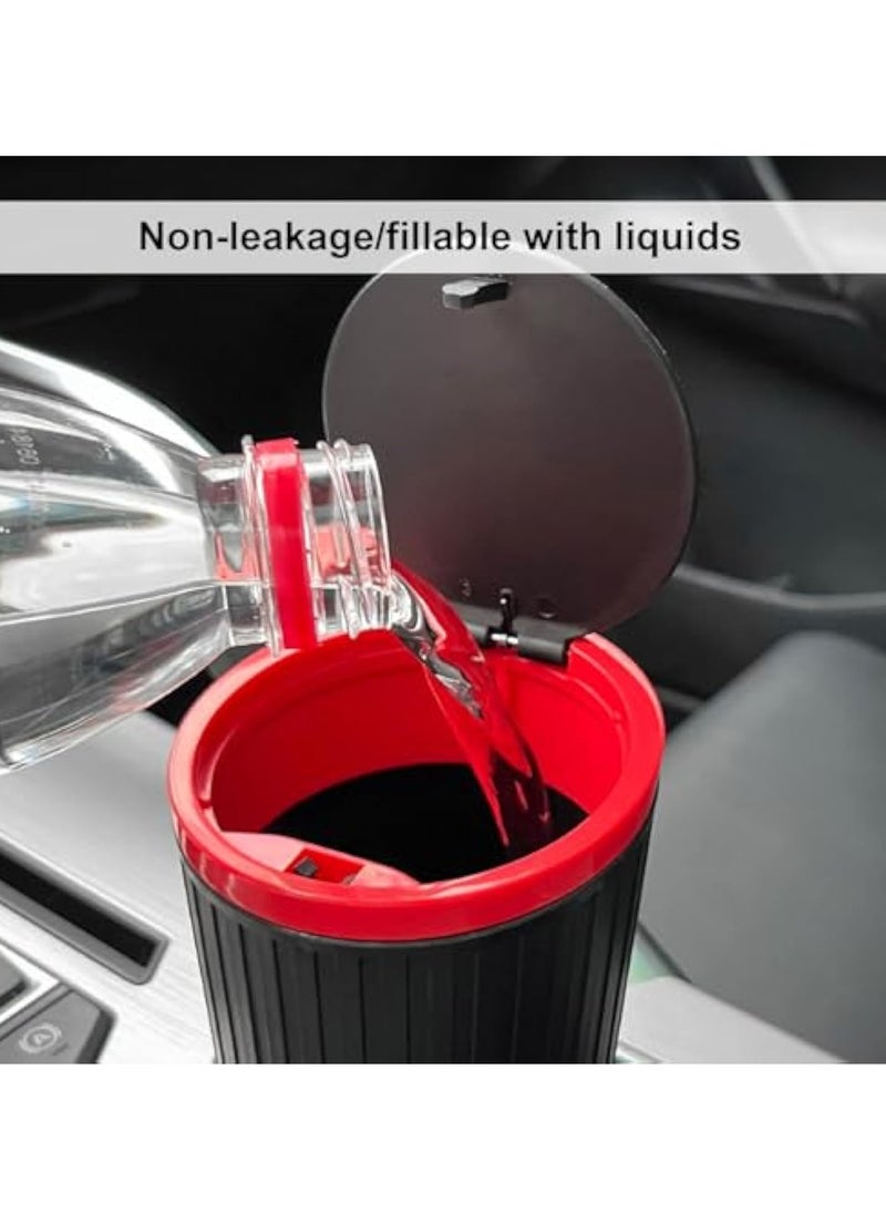 KASTWAVE 2Pcs Car Garbage Can Cup Holder, Mini Trash for Car, Car Trash Can with Lid, with 90 Pcs Black Bags, Small Car Trash Bin, Leakproof Car Can, Push to Open Lid Auto for Car Accessories, Black Red  - Image 3