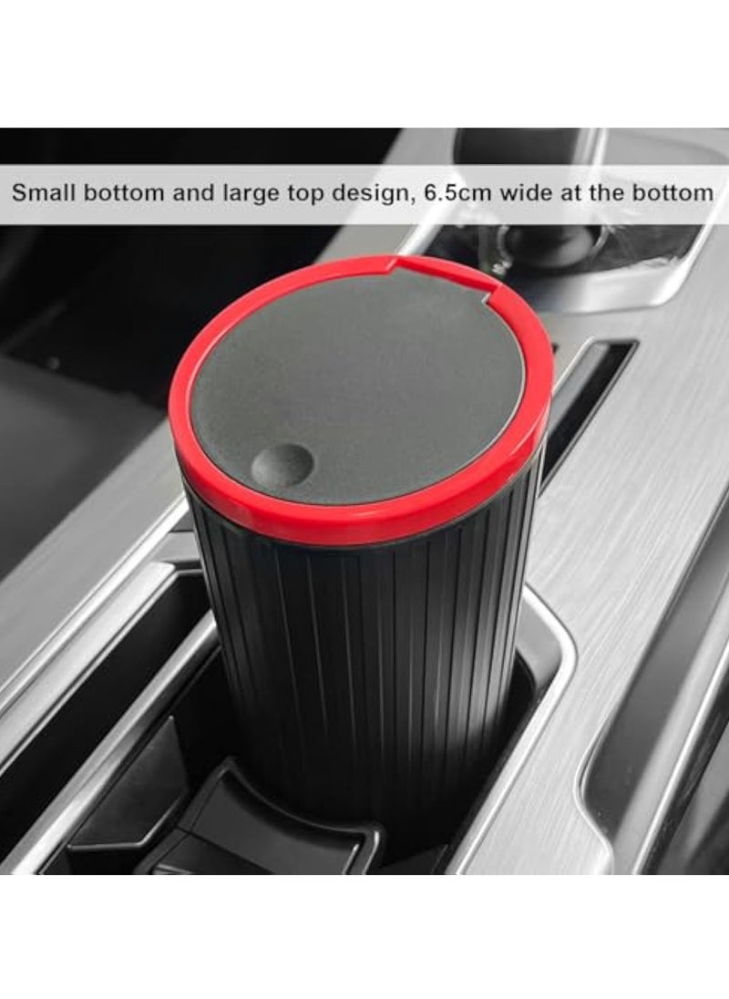 KASTWAVE 2Pcs Car Garbage Can Cup Holder, Mini Trash for Car, Car Trash Can with Lid, with 90 Pcs Black Bags, Small Car Trash Bin, Leakproof Car Can, Push to Open Lid Auto for Car Accessories, Black Red  - Image 5