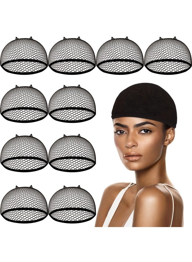Smilco Wig Caps 10 Pieces Black Mesh Wig Cap Net Weaving Hair Net Fishnet Wig Cap For Women Men - Image 1