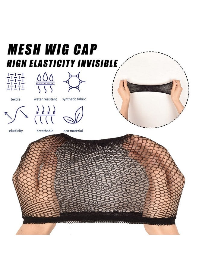 Smilco Wig Caps 10 Pieces Black Mesh Wig Cap Net Weaving Hair Net Fishnet Wig Cap For Women Men - Image 4