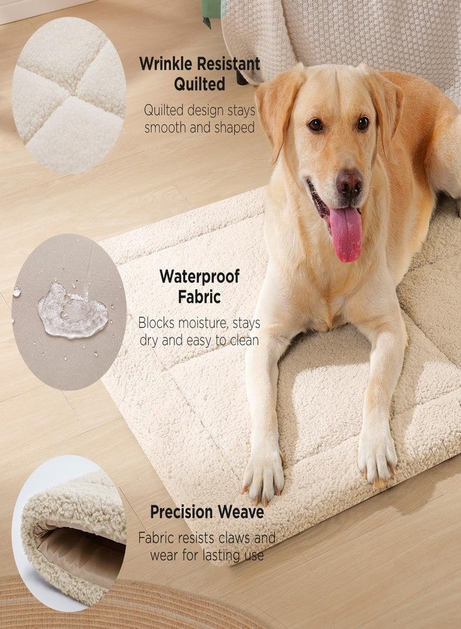 MASSFU Reversible Dog Crate Pad Bed for Large Dogs,Washable & Non-Slip Kennel Pet Mat, High Density Foam and Soft Fleece Cat Bed for Indoor & Outdoor Use, 41" x 28", Cream White - Image 4