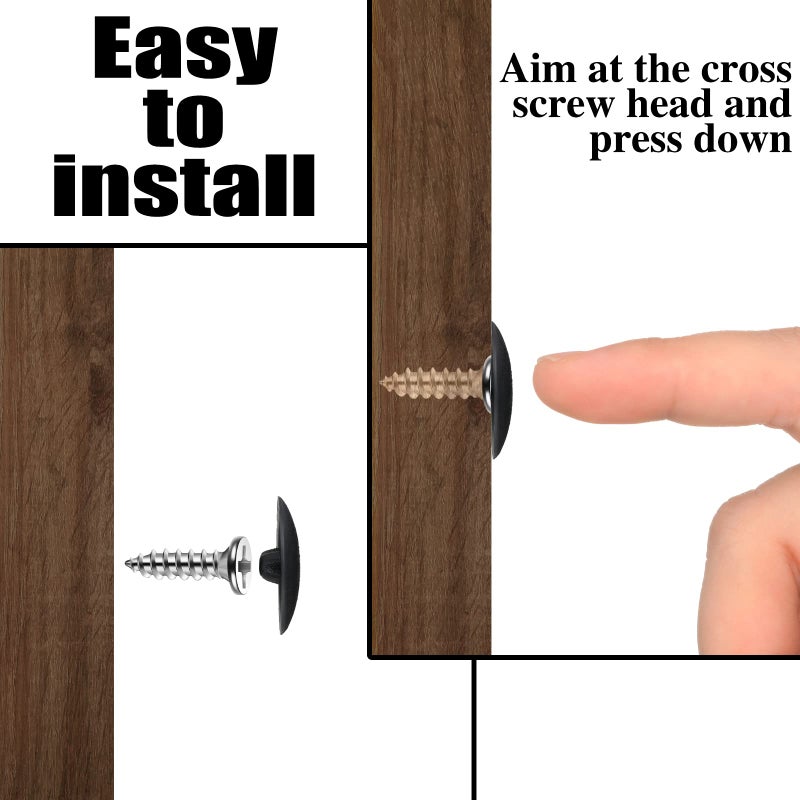 Eersida 100 Pcs Screw Caps Covers Plastic Self Tapping And 580 Pieces Self Adhesive Furniture Screw Hole Cover Stickers For Wood Furniture(Black) - Image 4