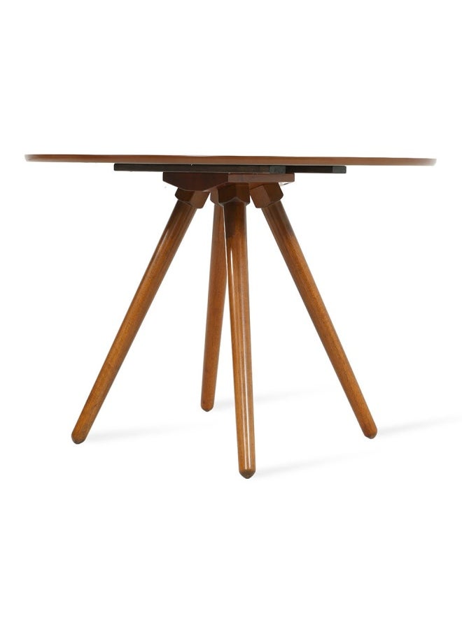 homes r us - Kairi 4-Seater Round Dining Table, Walnut - 106 Cm - Image 1
