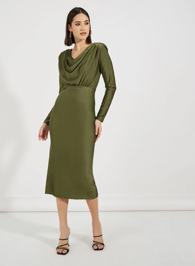 Styli Cowl Neck Bodycon Midi Dress