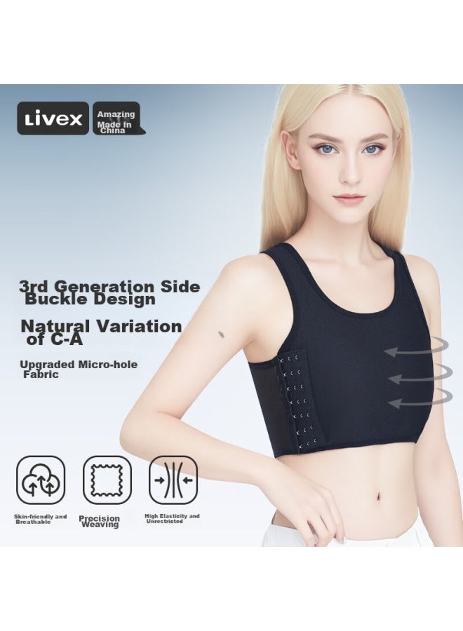 Livex Livex Chest Binder Bra For Women, Large Bust Minimizer, Ultra Flat Seamless Anti-shock Vest, Chest Shaper, Chest Wrap, Les Cool T-shirt, Small Underwear, Button-up  - Image 1
