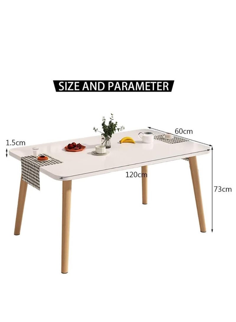 Golden Dining Table, White Dining Table, 120cm Kitchen Dining Table, Wood Coffee Table, Tea Table Office Conference Pedestal Desk with Pedestal Base, Modern Table for Living Room, Kitchen - Image 2