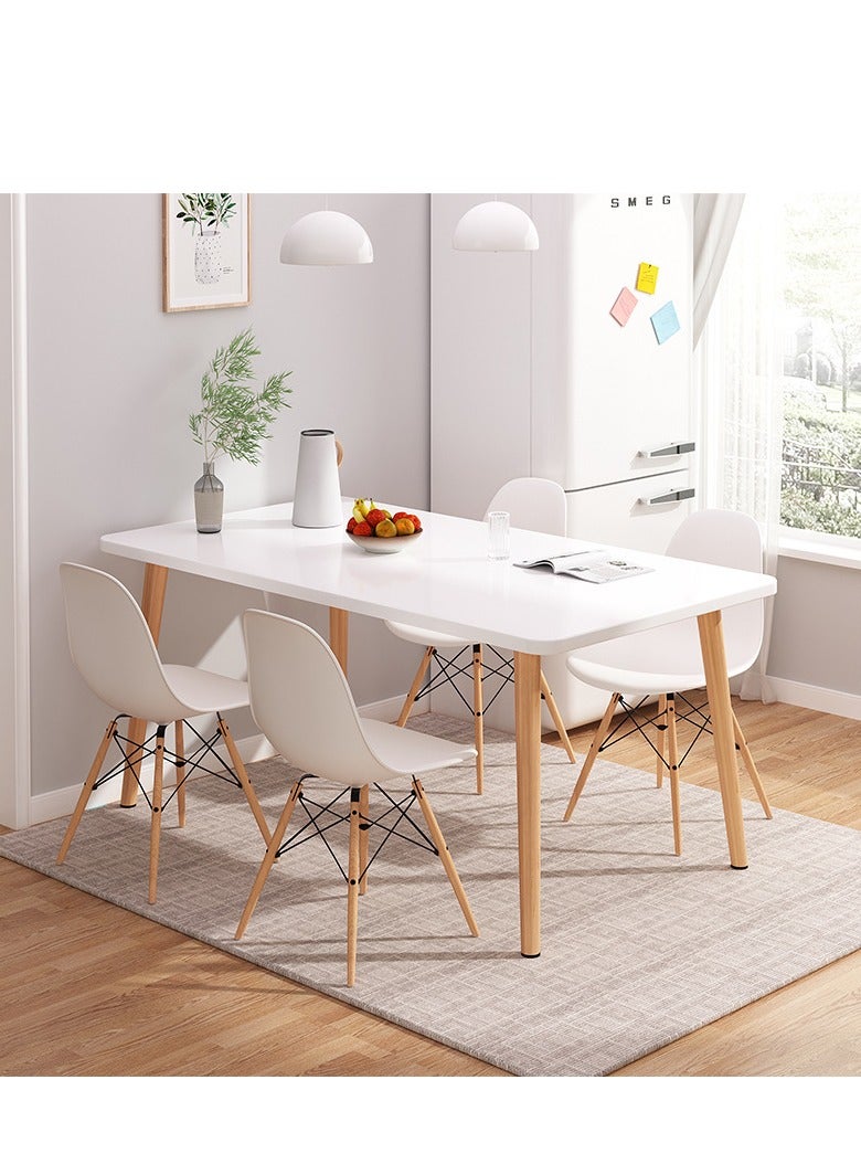 Golden Dining Table, White Dining Table, 120cm Kitchen Dining Table, Wood Coffee Table, Tea Table Office Conference Pedestal Desk with Pedestal Base, Modern Table for Living Room, Kitchen - Image 4