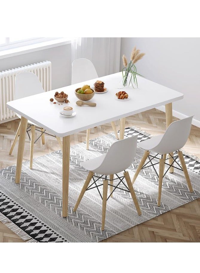 Golden Dining Table, White Dining Table, 120cm Kitchen Dining Table, Wood Coffee Table, Tea Table Office Conference Pedestal Desk with Pedestal Base, Modern Table for Living Room, Kitchen - Image 5