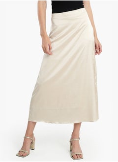 Clue Light Beige Satin Skirt  - Image 2