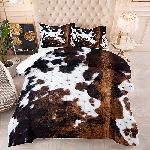 Tailor Shop Cow Print Bedding Set Queen Size Cartoon Cow Print Comforter Set for Kids Teens Boys with 1 Comforter and 2 Pillowcases - Image 1