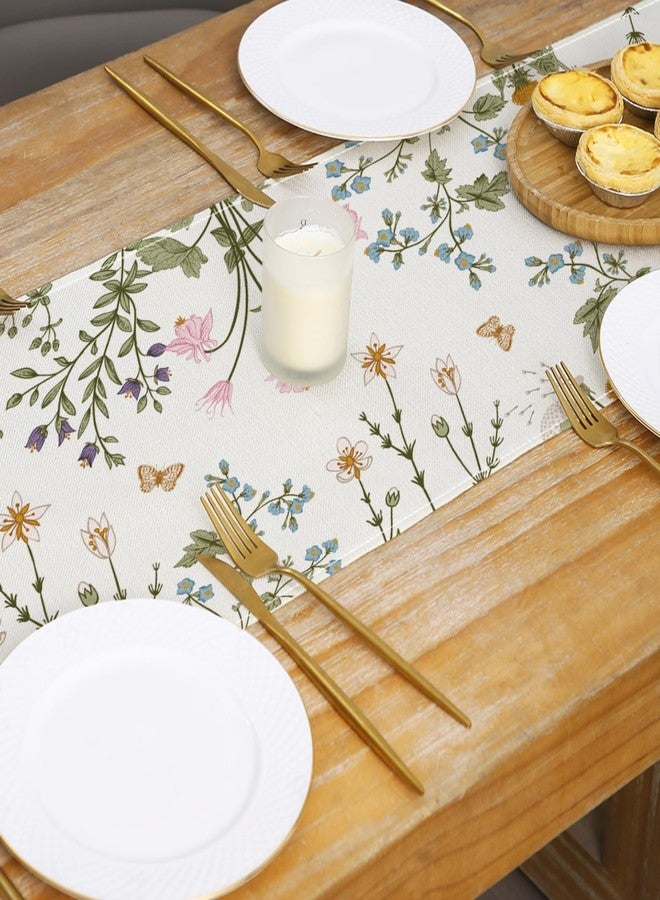 ZCHOMI Wildflower Floral Table Runner 13x72 Inch Green Plant Seasonal Summer Kitchen Dinning Table Decoration for Indoor Outdoor Birthday Home Party Decor - Image 4