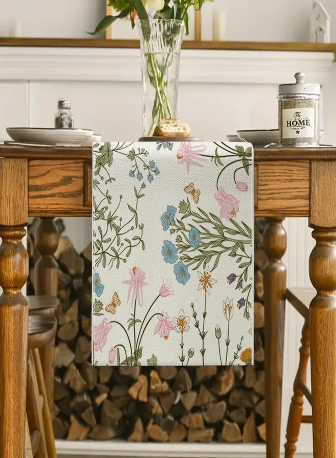 ZCHOMI Wildflower Floral Table Runner 13x72 Inch Green Plant Seasonal Summer Kitchen Dinning Table Decoration for Indoor Outdoor Birthday Home Party Decor - Image 2
