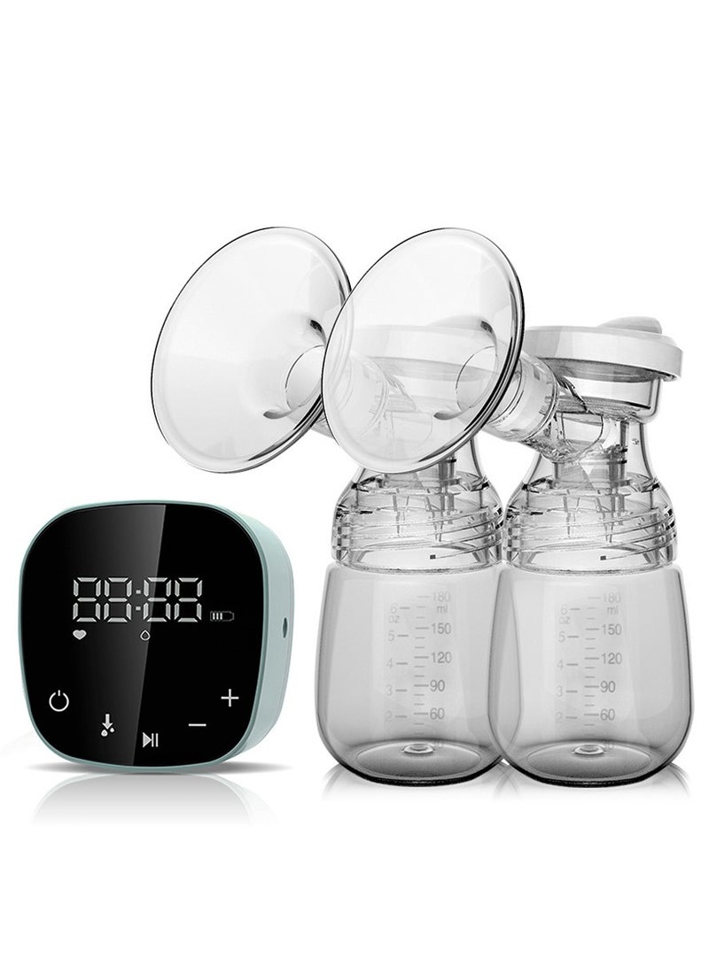 Double Electric Breast Pumps Rechargeable Breastfeeding Pump with 3 Modes 9 Levels LCD Display Anti-Backflow Pink - Image 1