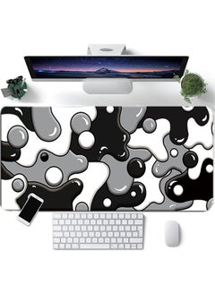 LCYLJGY Grey Black White Mouse Pad Anime Cool Geometric Japanese Extended Desk Mat 80X30 cm Non-Slip Rubber Base Stitched Edge Large XL Mousepad for Desk Gaming Laptop Desktop,80 × 30× 0.3 cm  - Image 2