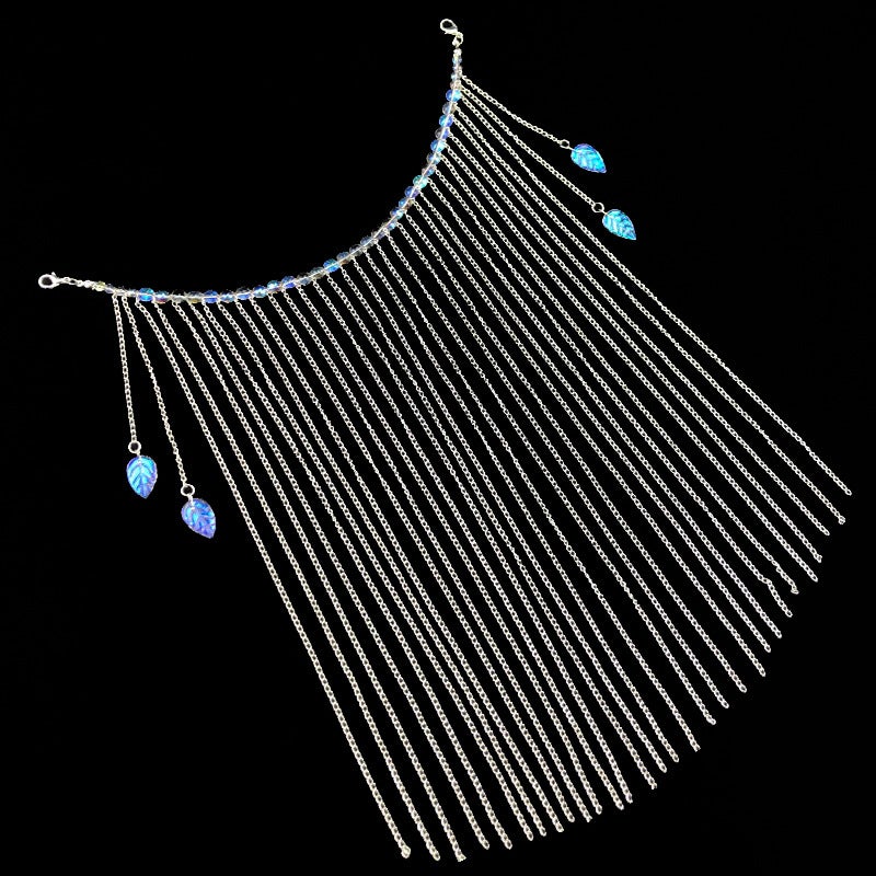 Generic Veil Ancient Style Female Face Covering Ancient Clothing Accessories Hanfu Headwear Tassel Super Immortal Step Shake Ancient Beaded Ear Hanging Curtain Single face curtain (G60) 