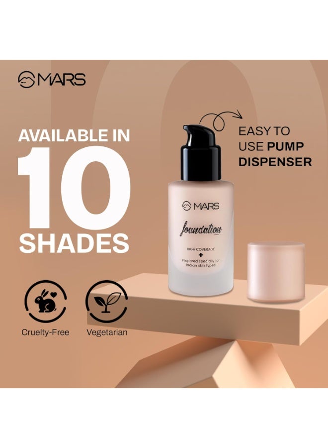 MARS SPF50 PA++++ High Coverage Liquid Foundation | Blemish Free & Blendable Foundation for Makeup (40ml) (SHADE-05) - Image 4