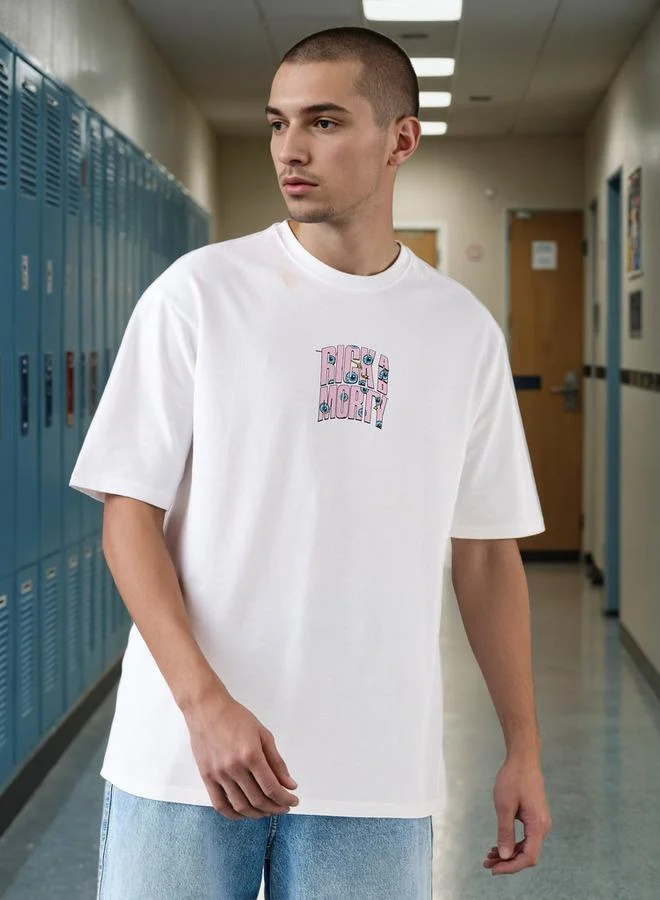 Rick and Morty Print Relaxed Fit T-shirt
