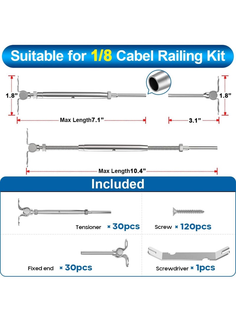GGOOT 30 Pairs 180° Cable Railing Hardware & Hydraulic Crimper Tool for Deck Cable Railing Kit,DIY Balustrade,Wire Railing Kit  - Image 2