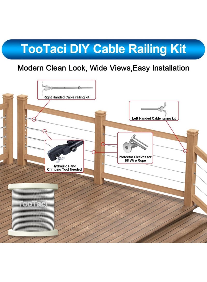 GGOOT 30 Pairs 180° Cable Railing Hardware & Hydraulic Crimper Tool for Deck Cable Railing Kit,DIY Balustrade,Wire Railing Kit  - Image 5