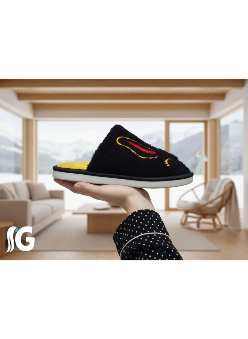 Women's winter home slippers, black fur - Image 4