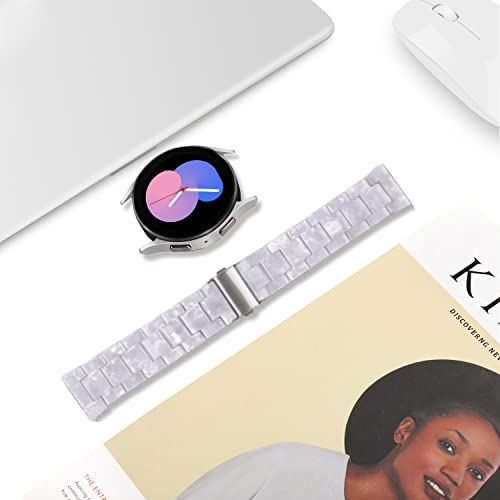 DEALELE Bands Compatible with Samsung Galaxy Watch 7 / FE / 6/6 Classic / 5/5 Pro / 4/4 Classic / 3 41mm / Huawei GT3 42mm, 20mm Colorful Resin Replacement Strap for Women Men (White) - Image 4