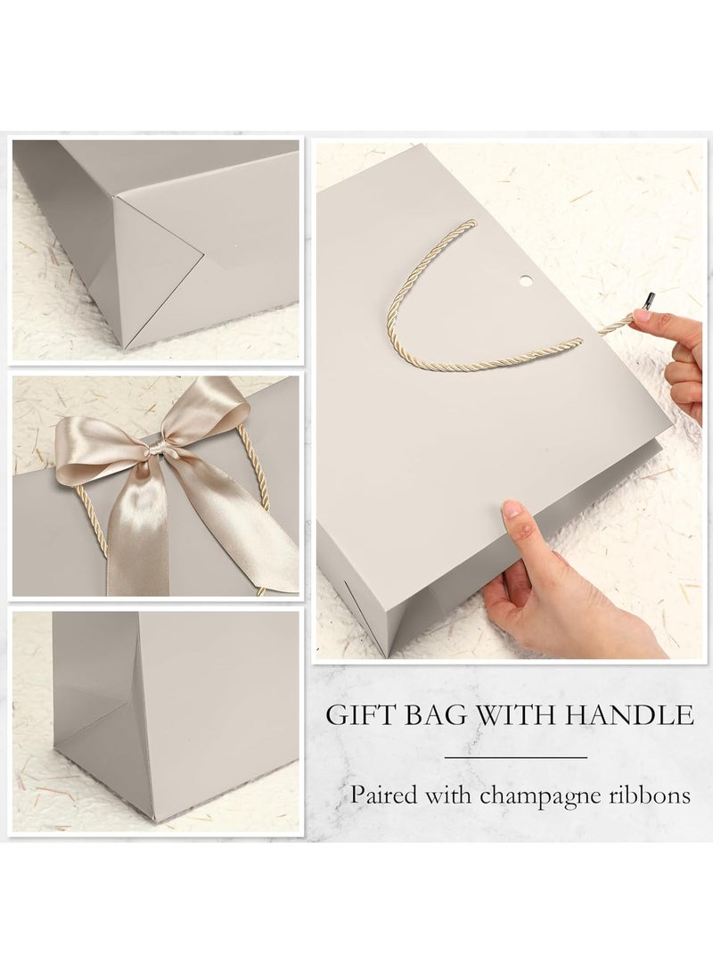 DELGREEN 10 Pcs champagne large gift bags, equipped with ribbons, portable party bags with handles, birthday gift bags, wedding party gift bags and party supplies (32 * 25 * 11cm). - Image 4