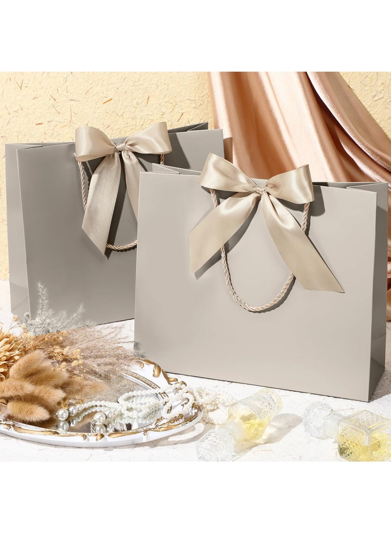 DELGREEN 10 Pcs champagne large gift bags, equipped with ribbons, portable party bags with handles, birthday gift bags, wedding party gift bags and party supplies (32 * 25 * 11cm). - Image 5