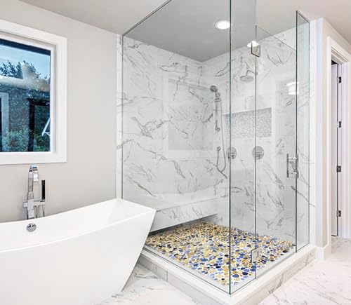 Blujellyfish Glazed Blue Mosaic Ceramic Pebble Porcelain Tile Swimming Pool Bath Shower Wall Flooring Tile TSTGPT001 (5 Square Feet) - Image 4