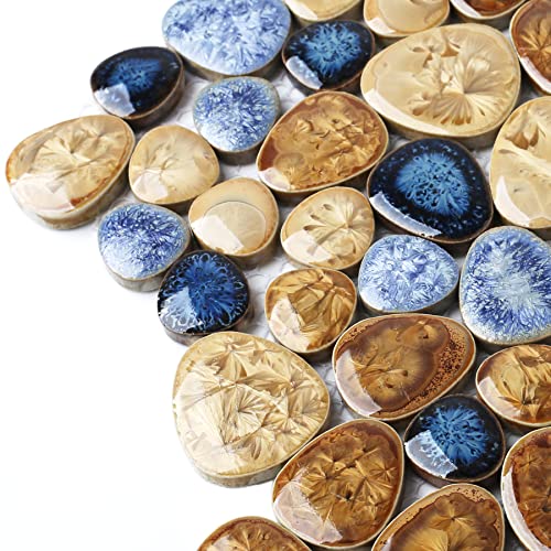 Blujellyfish Glazed Blue Mosaic Ceramic Pebble Porcelain Tile Swimming Pool Bath Shower Wall Flooring Tile TSTGPT001 (5 Square Feet) - Image 3