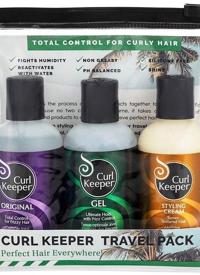 Curl Keeper Travel Pack - Perfect Hair Everywhere ( Styling Gel, Styling Cream & Original Total Control)  - Image 1